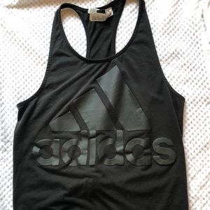 Black cropped Adidas tank. Size L.